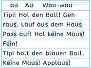 Apprendre l'allemand - Premiers textes en allemand - Apprendre à lire un texte allemand avec le son au - au-Laut lesen lernen - Lecture visuelle