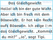 Apprendre l'allemand - Deutsch lernen - Apprendre à lire un texte allemand - Deutsch lesen lernen - Lecture visuelle - Das Gleichgewicht