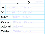 Apprendre à écrire des mots en o O- Fiche d'écriture de la lettre o O - Méthode de lecture syllabique et visuelle - Fiches d'écriture gratuites