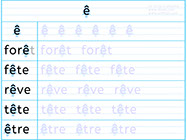 Apprendre à écrire des mots avec un ê - Fiche d'écriture ê circonflexe - Méthode de lecture visuelle Alvea.com - Fiches d'écriture gratuites