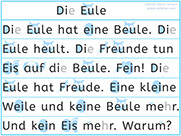 Apprendre l'allemand - Apprendre à lire un texte allemand avec le son eu de Eule - eu Laut lesen lernen - Lecture visuelle