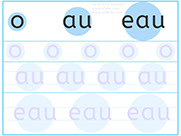Apprendre à lire - Fiche d'écriture du son o au eau - Méthode de lecture syllabique et visuelle Alvea.com - Fiches d'écriture gratuites