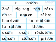 Apprendre à lire le son z et s de osons - Lecture visuelle avec Unik et Tipi - L'image du son z et s - Lire des mots avec le son z et s de osons