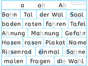 Apprendre l'allemand - Deutsch lesen lernen - Apprendre à lire des mots en Allemand avec le son a ah - langes-a Laut lesen lernen