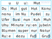Apprendre l'allemand -Deutsch lesen lernen - Apprendre à lire des mots en Allemand avec le son u uh - langes-u-Laut lesen lernen