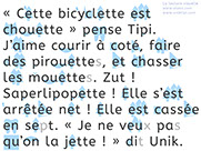 Apprendre à lire avec Unik et Tipi - Histoire à lire 25 avec le son ette : La bicyclette - page 1 sur 3- Lecture syllabique et visuelle Alvea