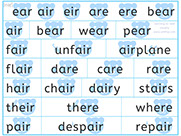 Learn to read with phonics visually - Apprendre l'anglais en images visuellement - Lire en anglais le son ear de bear dare fair repair care pear