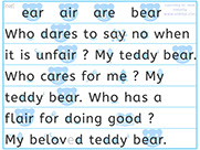 Learn to read with phonics visually-Apprendre l'anglais en images visuellement-Lire le texte avec le son ear de bear: My teddy bear