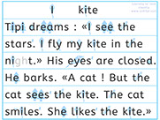 Learn to read with phonics visually-Apprendre l'anglais en images visuellement-Lire le texte avec le son i de kite: Tipi dreams of her kite