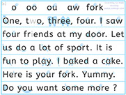 Learn to read with phonics visually-Apprendre l'anglais en images visuellement-Lire le texte avec le son o de fork: Unik plays with her friends