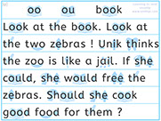 Learn to read with phonics visually-Apprendre l'anglais en images visuellement-Lire le texte avec le son oo:  Unik reads a book about a zoo