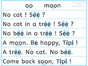 Learn to read with phonics visually-Apprendre l'anglais en images visuellement-Lire le texte avec le son oo de moon : Where is Tipi ?