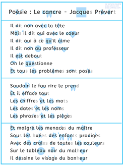 Apprendre à lire une poésie - "Le cancre" de Jacques Prévert - Lire avec Unik et Tipi - Méthode Alvea